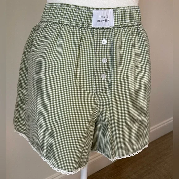 Green Gingham Boxer Shorts - Size L - Picture 4 of 11